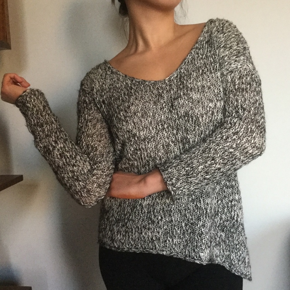 Aritzia Asymmetrical salt and pepper Sweater